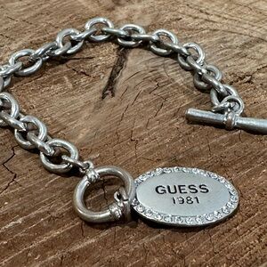 Guess Silver Oval Charm Bracelet